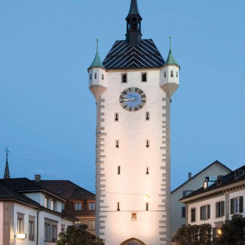 Fassadenrenovation Stadtturm Baden durch Meier Schmocker AG